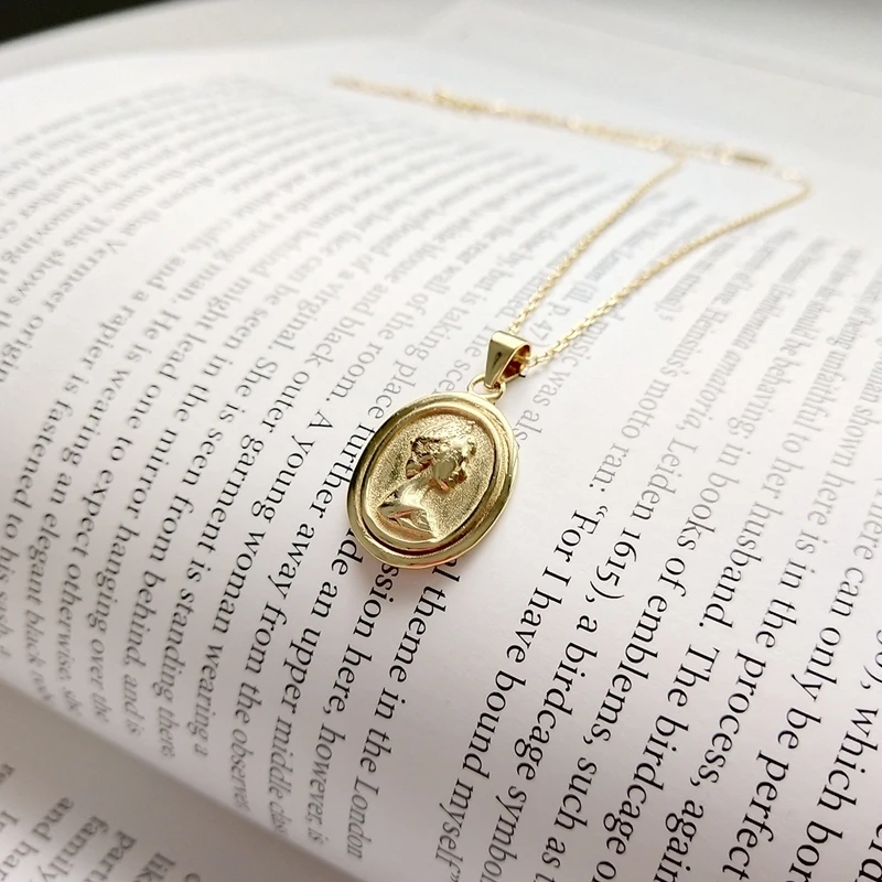 LouLeur, серебро 925 пробы, рельефная фигура, подвеска, ожерелье, золото, модное овальное ожерелье с Аватаром для женщин, ювелирное изделие в подарок с подвесками
