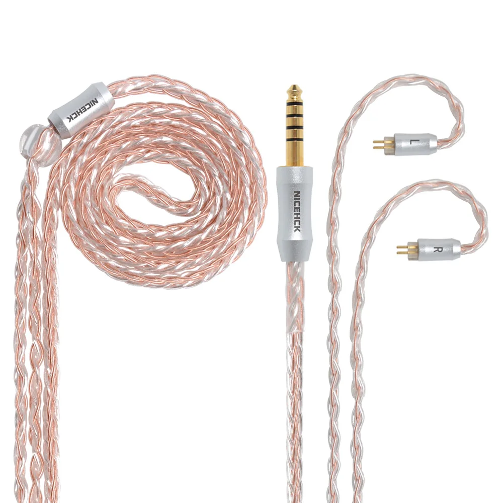 NICEHCK 8 ядро Медь серебро смешанные кабель MMCX/2Pin 3,5/2,5/4,4 мм для съемки C12 C16 ZS10 ZSX V90 TFZ NICEHCK NX7 Pro/DB3/F3/M6