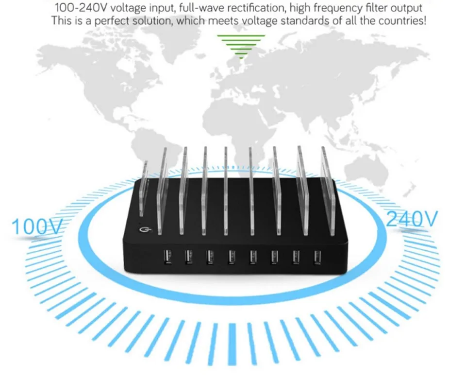 LDH 8 портов настольное USB зарядное устройство многофункциональная зарядная станция 19.2A док-станция с подставкой для мобильного телефона планшета ПК