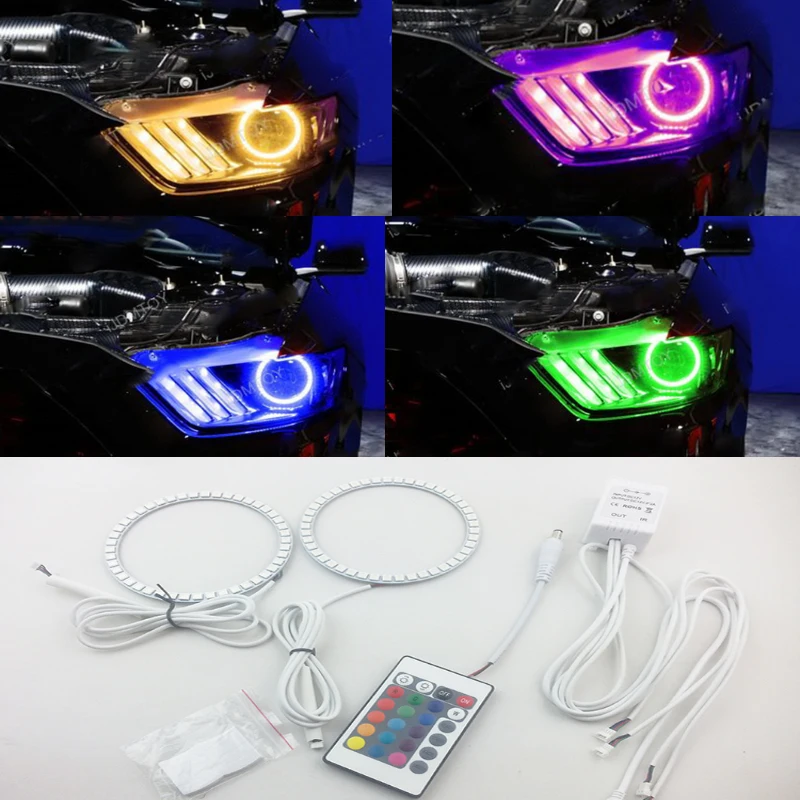 2 шт. RGB глаза ангела и 6 в полоску светильник bluetooth для mustang 2015 2016 2017 | Автомобили