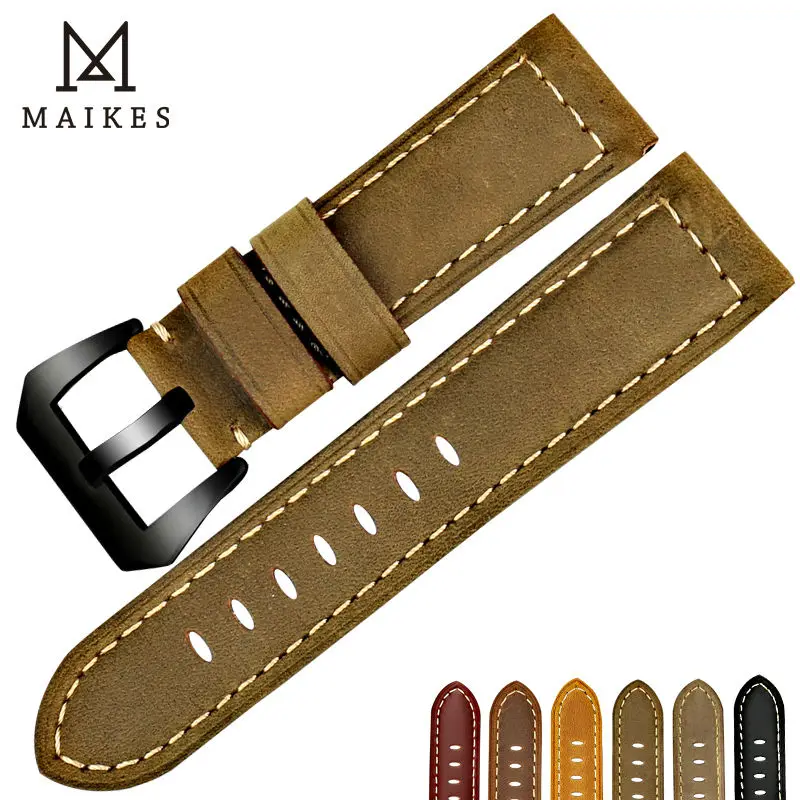 Новый ремешок для часов MAIKES 22 24 26 мм аксессуары винтажный из натуральной кожи samsung