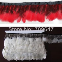 10meterslot height 5 6cm natural white red colour lady amherst pheasant feather trim fringefeather topfeather lace