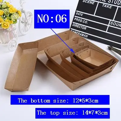 

100pcs/lot-12*5*3cm Disposable white Kraft Boat Box For Chip Food Tray Greaseproof Paper Box Fried Food Storage Box