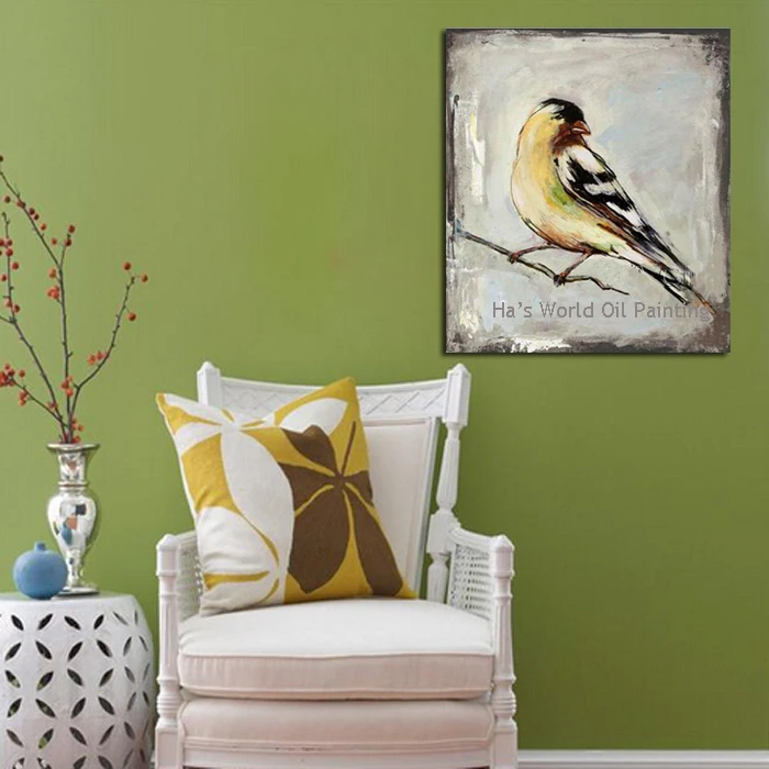 

Handpainted Lovely Bird Oil Painting High Quality on Canvas Abstractive Art Room Decorations Beautiful Pictures no Framed