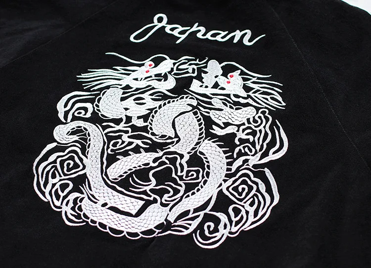 Hot Japanese Harajuku YOKOSUKA Feel Dragon Embroidery Cool Jacket Long Sleeve Baseball Casual Outwear High Quality Black &amp Blue | Женская