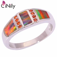 cinily created orange fire opal orange garnet silver plated wholesale hot sell for women jewelry ring size 6 7 8 9 oj9118