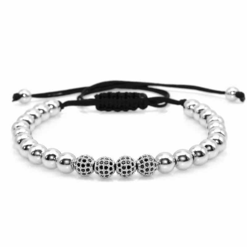 2018 браслеты и плетение макраме проложить черный 6 мм CZ мяч коннектор ювелирные