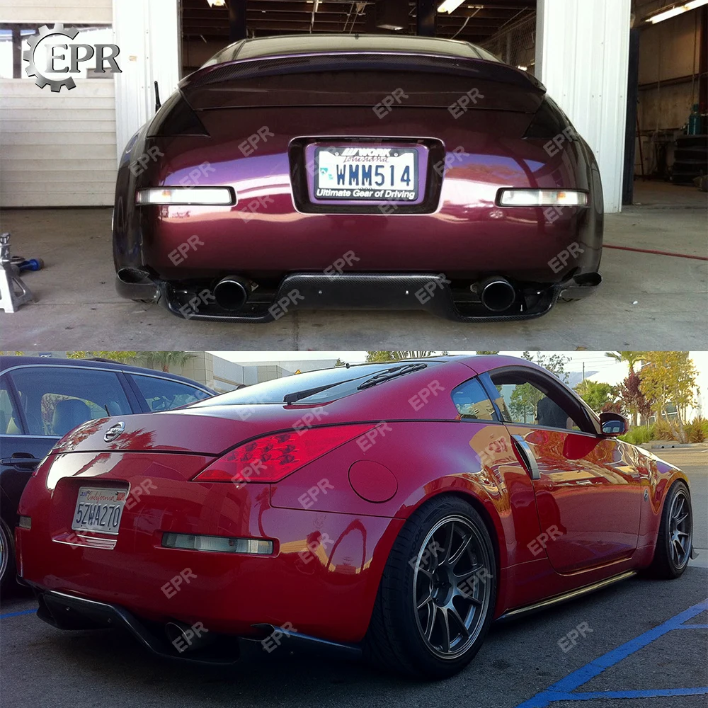 Для Nissan 03 08 Z33 350Z Infiniti G35 Coupe 2D JDM TS Style Carbon Fiber Задний диффузор Type2 8 шт (с фитингом)