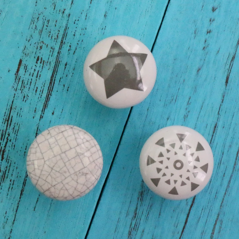 Фото 1x Vintage Hand Painted Star Crackle Ceramic Knob Kitchen Cabinet Furniture Drawer Cupboard Closet Handle Pulls with Screw Обустройство 1x Vintage Hand Painted Star Crackle Ceramic Knob Kitchen Cabinet Furniture Drawer Cupboard Closet Handle Pulls with Screw Обустройство
