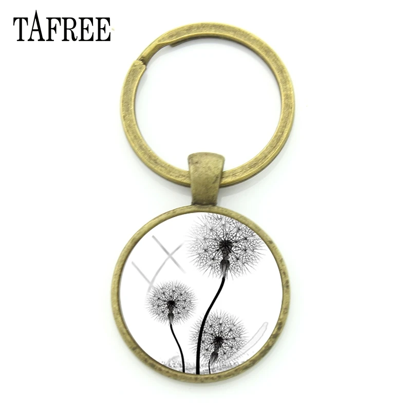 TAFREE Романтический Розовый Одуванчик картина круглая цепочка для ключей