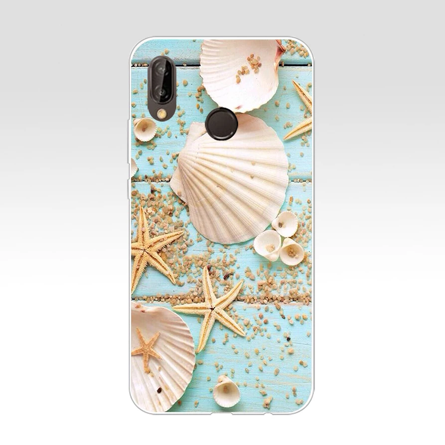 8H Blue Wood Seashells Sea Star Soft Silicone Tpu Cover Case for huawei p 20 lite pro y6 2017 mate 10 | Мобильные телефоны и
