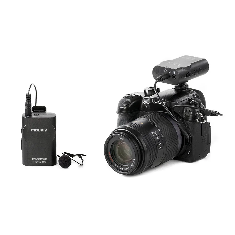 Беспроводной петличный микрофон для Gopro, Mouriv MV-GMC201 2,4G, всенаправленный конденсаторный микрофон для DSLR камеры для iPhone