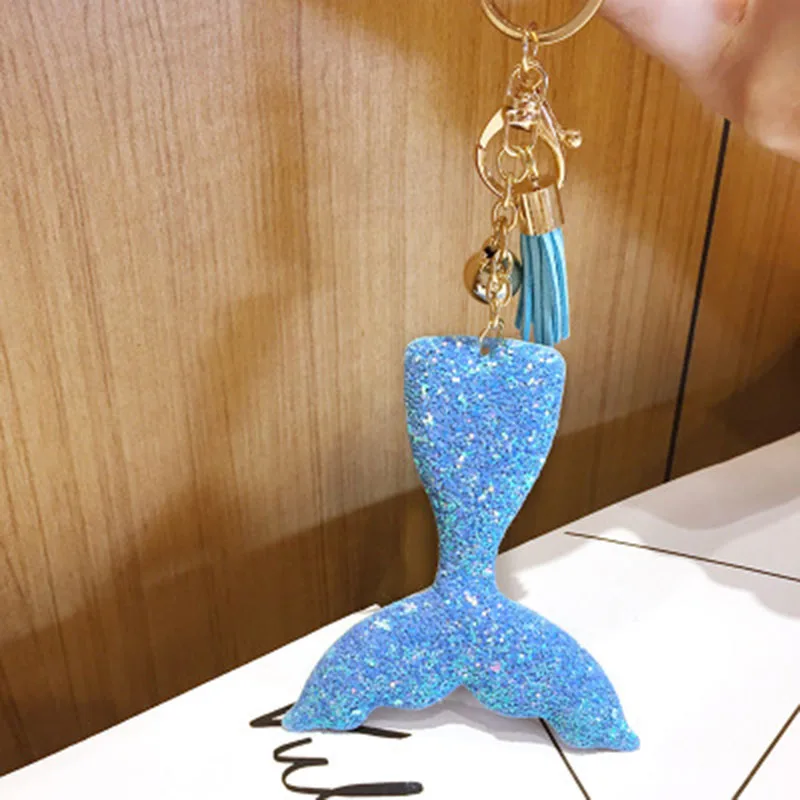 

Mermaid Keychain New Bingbing Leather Tessal Key chain Keyring Fish For Women Bag Car Key holder bijoux Sirene Trousseau