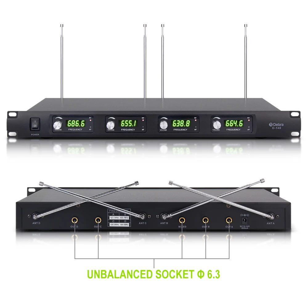 Дебра аудио D 140 4 канала с ручным управлением или петличный и гарнитуры микрофон