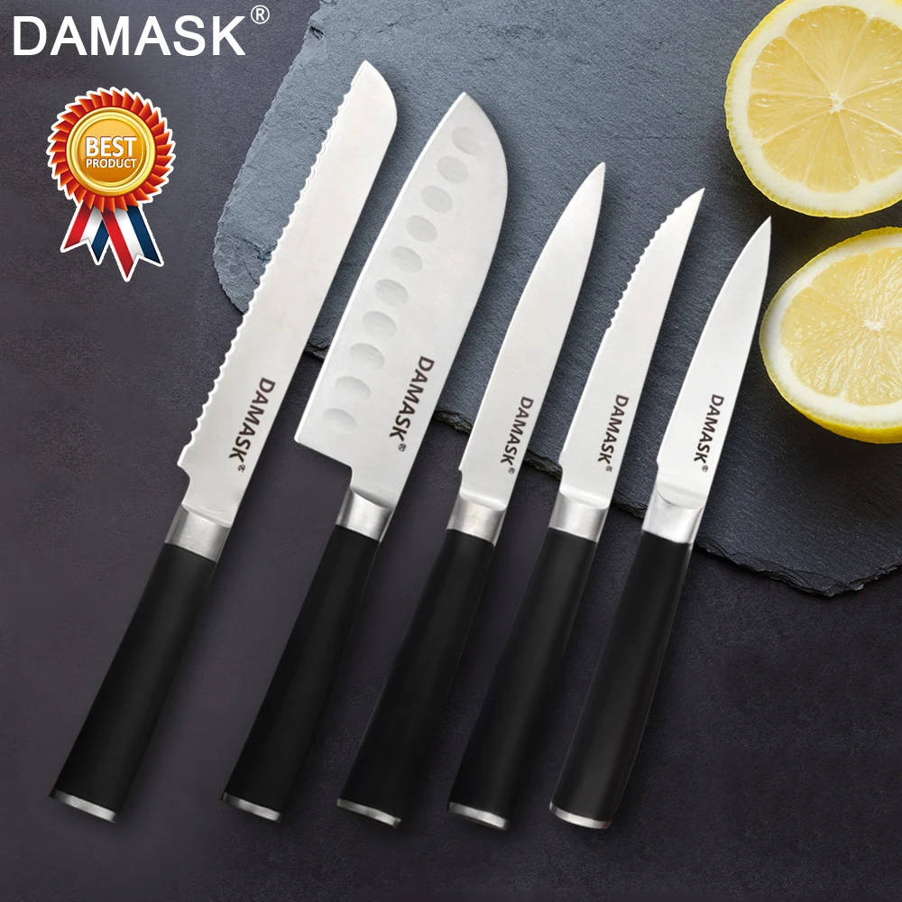 Damask кухонные ножи из нержавеющей стали для хлеба Santoku утилита зубочистка очистки
