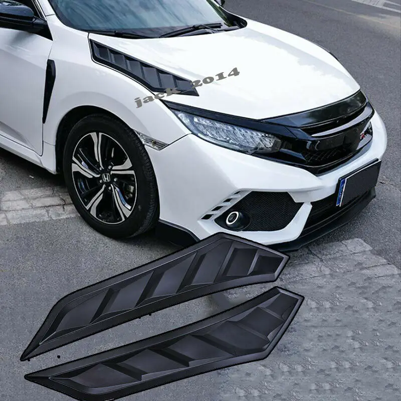 

FOR 2016 2017 2018 2019 10TH GEN HONDA CIVIC BLACK HOOD BONNET VENT COVER DECOR
