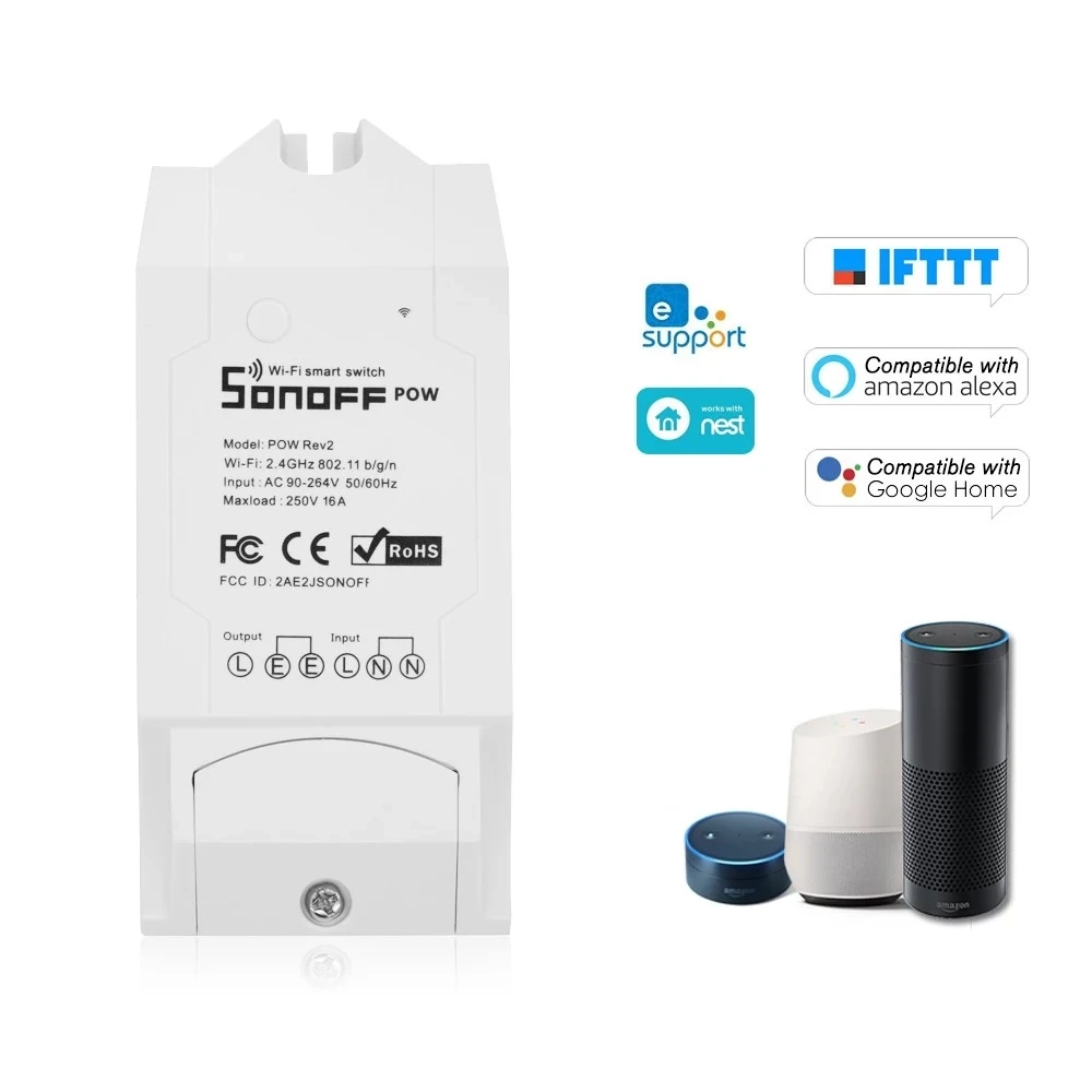 1-5 шт. Sonoff Pow R2 WiFi беспроводной переключатель ВКЛ/ВЫКЛ умный дом с функцией измерения энергопотребления в реальном времени прибор дистанционного управления