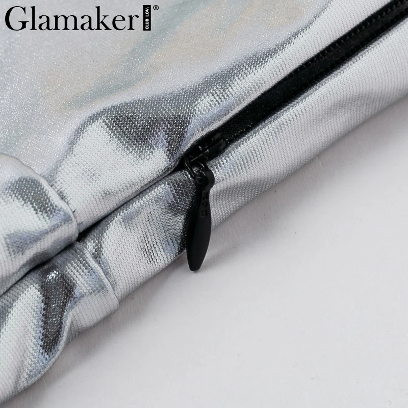 Glamaker, сексуальная, облегающая, с разрезом сбоку, серебряная юбка, женская, весенняя, высокая талия, юбка, летняя, женская, elegnt, модные, вечерние, длинная юбка