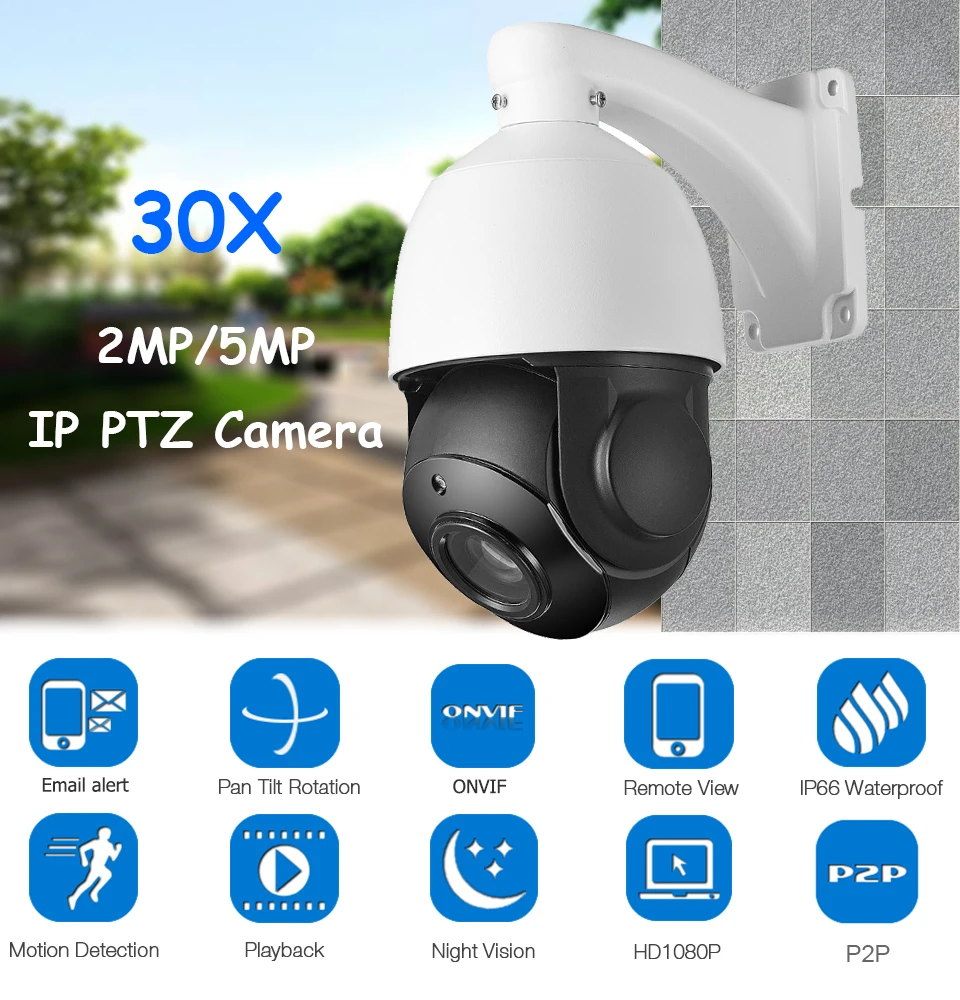 4-дюймовая мини-камера 5 Мп IP PTZ сетевая ONVIF H.265 Ультра HD скоростная купольная 30X зум