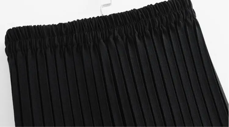 Модная плиссированная Черная Юбка До Колена Женская однотонная тонкая шифоновая