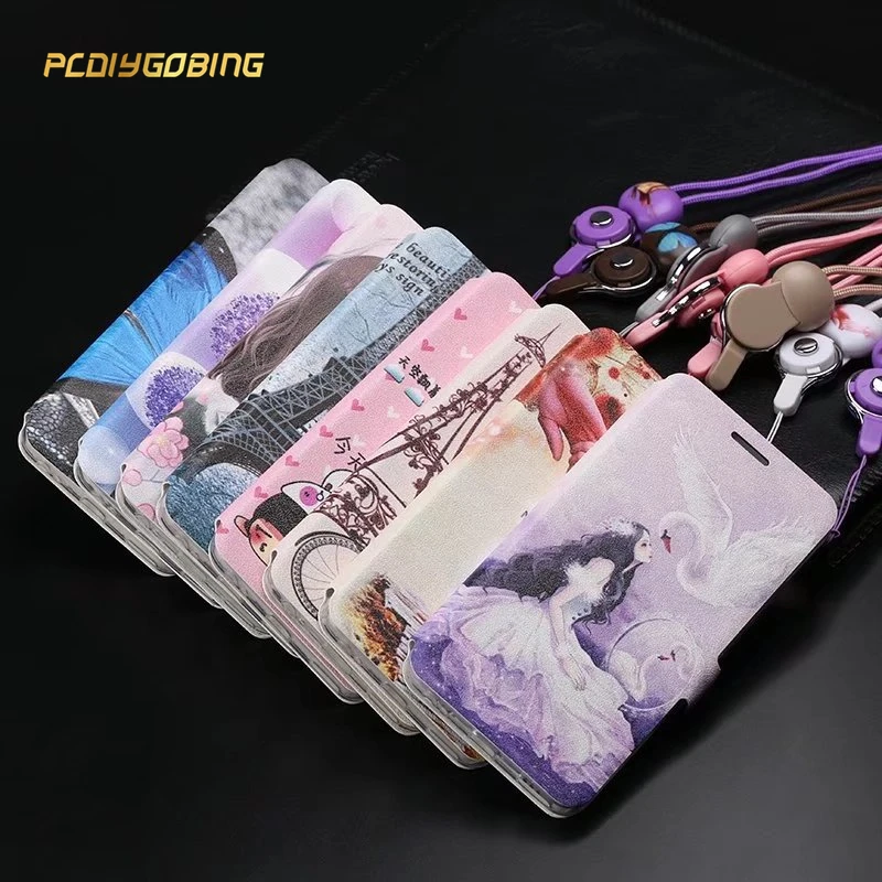 PDGB чехол для Huawei P9 P10 Plus P20 Pro G9 Lite P8 2017 Nova 3E цветной кожаный с рисунком Цветочная