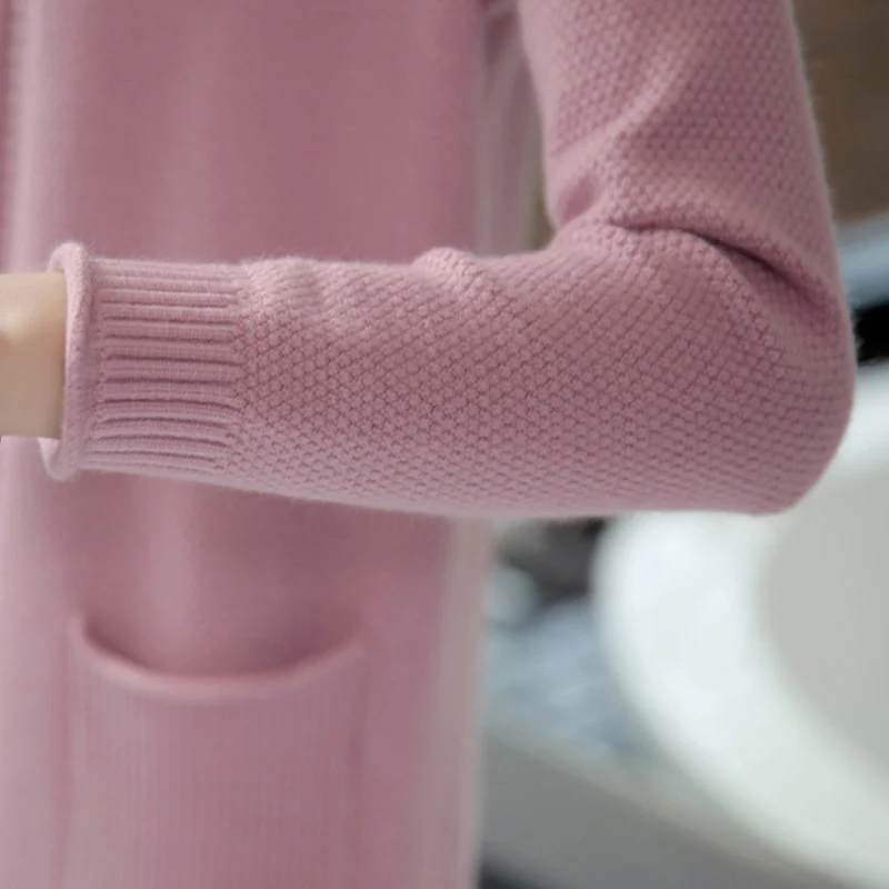 

2017 autumn Sweater Cardigan Women winter Jacket Long Sweaters coat Female Casual Solid Knitted Tops Slim Jumper Knitwear QH0691