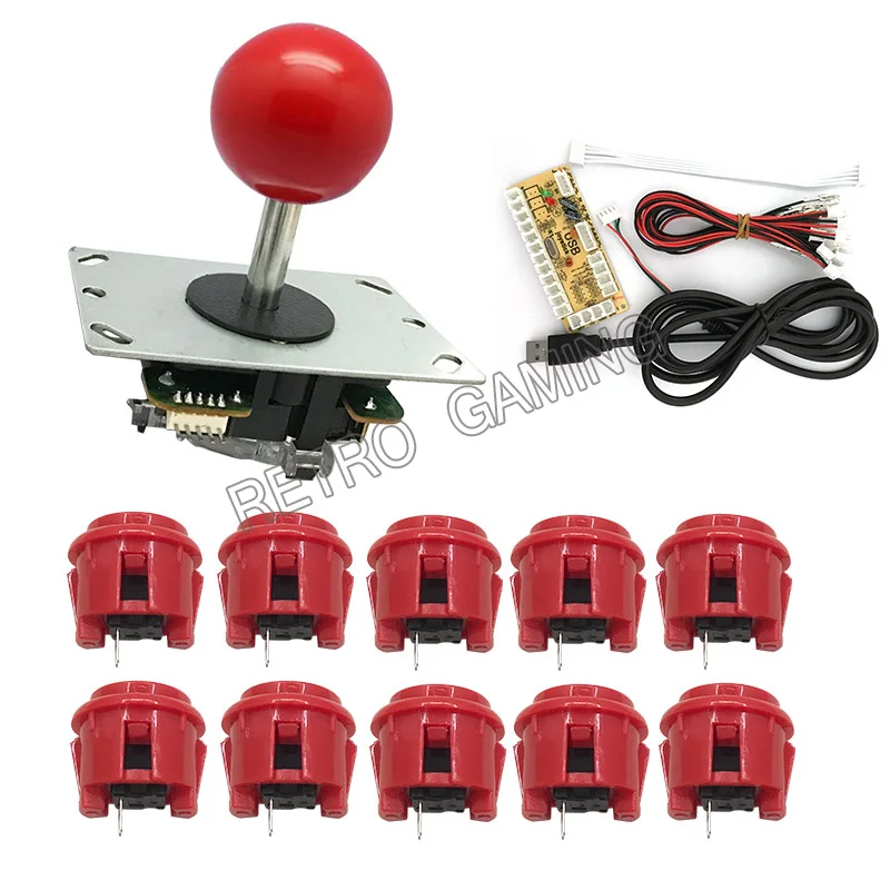 Новый набор аркадных джойстиков DIY ручек 5 pin 30 мм кнопки запасные части usb кабель