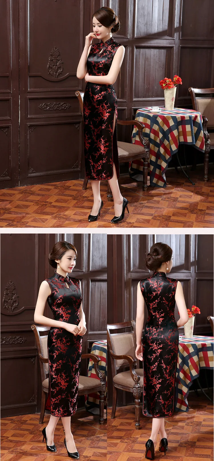 Сексуальное женское платье без рукавов, тонкое, Cheongsam, новинка, винтажное, китайское, воротник-стойка, Qipao, вечернее платье, vestidos