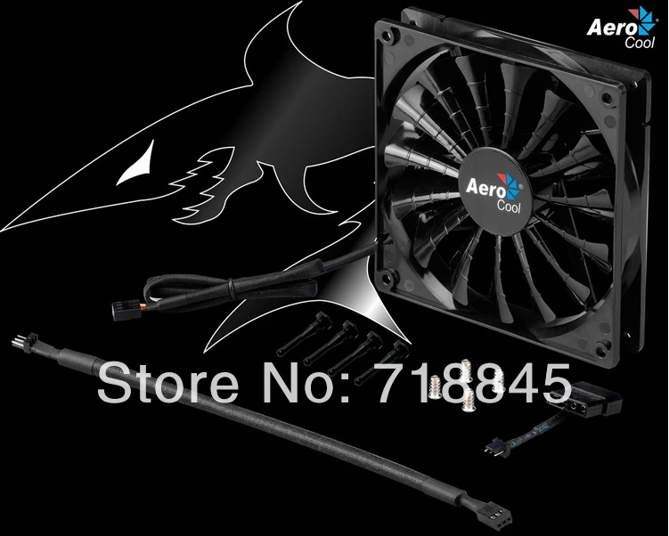 Оптовая продажа черный цвет Aerocool 12 В 4Pin 3Pin 140 мм x 25 14025 Прохладный моды 15 плавник
