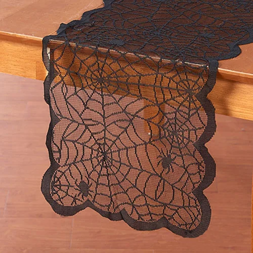 33x183cm Прямоугольник кружева черный Паутина Хэллоуин скатерть Tablecover наложения Halloween party украшения дома Бар реквизит Tablecover - Цвет: 33x183cm