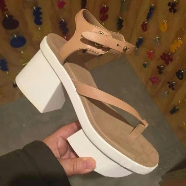 Arden Furtado summer chunky heels strange style genuine leather flip-flops platform party shoes fashion ladies sandals 8cm