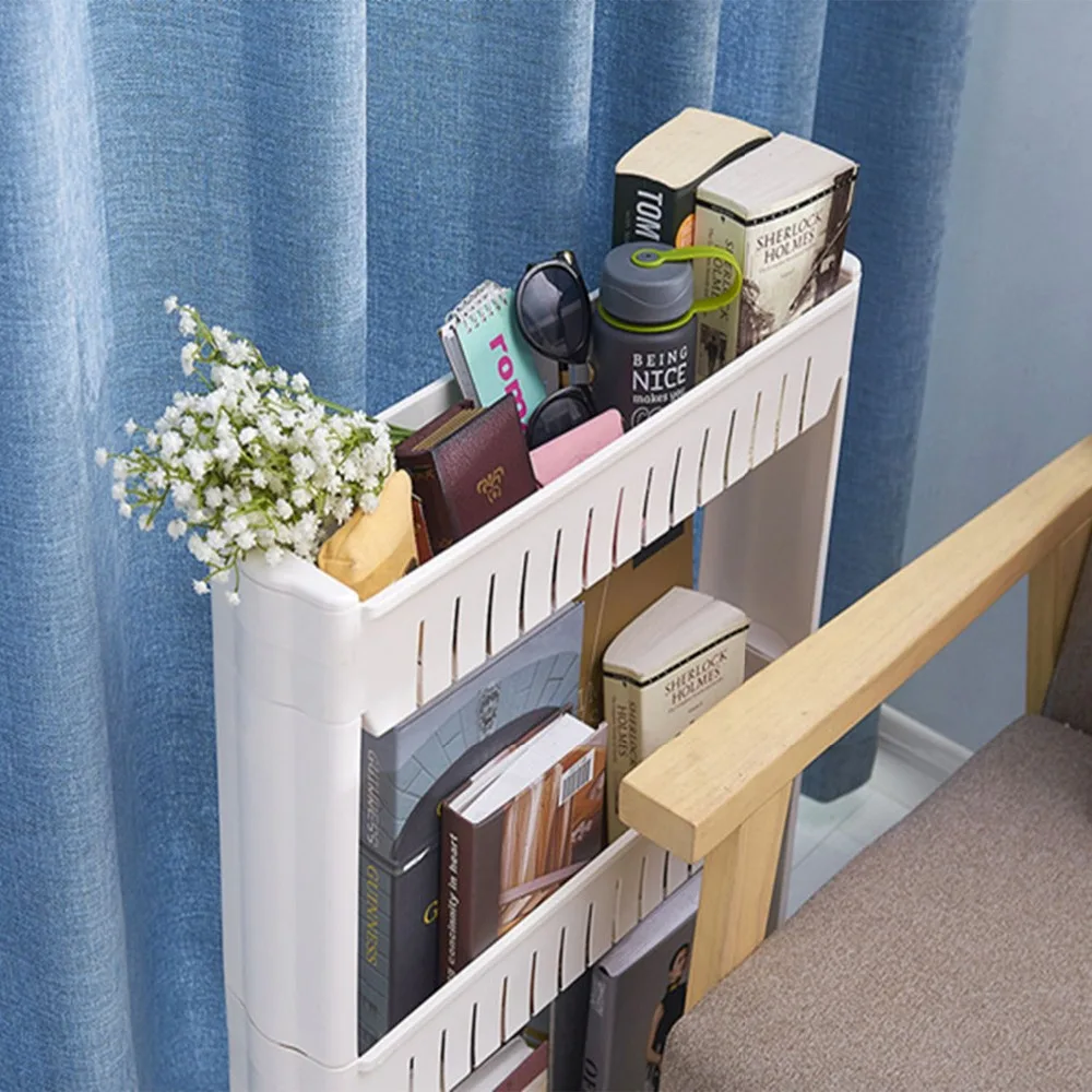 High Quality Gap Storage Shelf For Kitchen Storage Skating Movable Plastic Bathroom Shelf Save Space Three-Layers