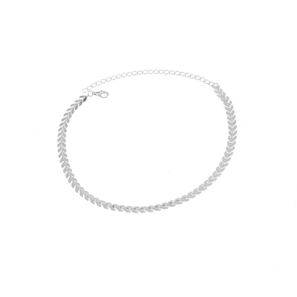 Ожерелье-цепочка женское из металлического сплава с листьями