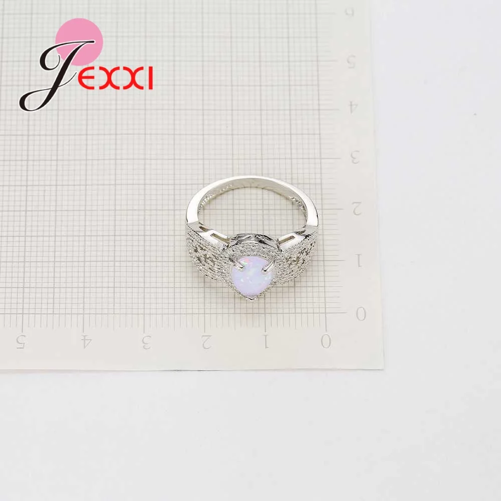 

New Latest Vintage Style Women Ring Pave Charm Drop Shape Opal Stone Beautiful Jeweley 925 Sterling Silver Accessories