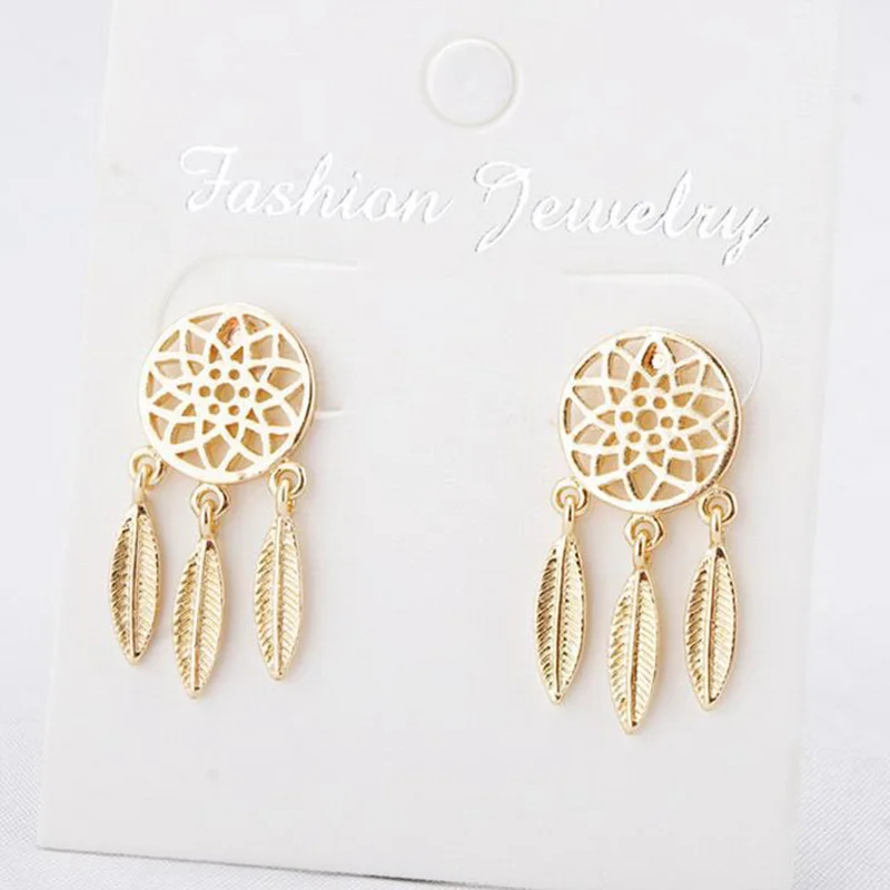 New Fashion Feather Earrings Folk Style Retro Stud for Women Wedding Gifts 2018 Jewelry Girl Dropshipping | Украшения и