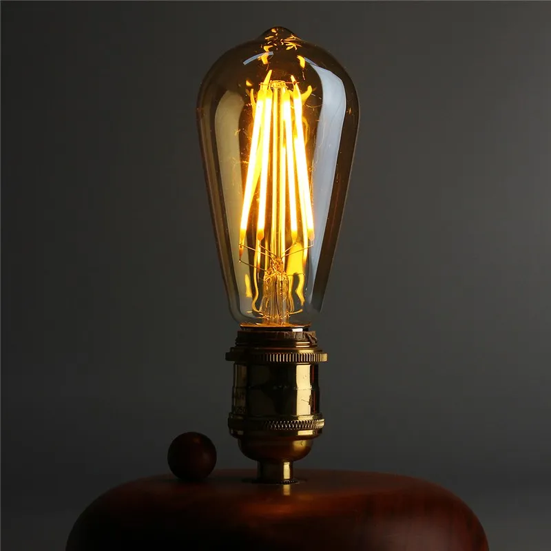 Затемнения 6 Вт ST64 Винтаж Светодиодная лампа edison Bulb B22 клетка Ретро COB Светодиодный свет лампы 220 в домашний декор висячая лампа теплый белый