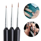 Черная Кисть для дизайна ногтей, 3 шт.компл., Ультрафиолетовый гель для рисования, кисть для подводка, плоская кисть для рисования, сетка для цветов, французский дизайн