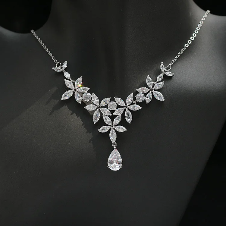 SLBRIDAL медные свадебные с кубическим Цирконом комплект ювелирных изделий для