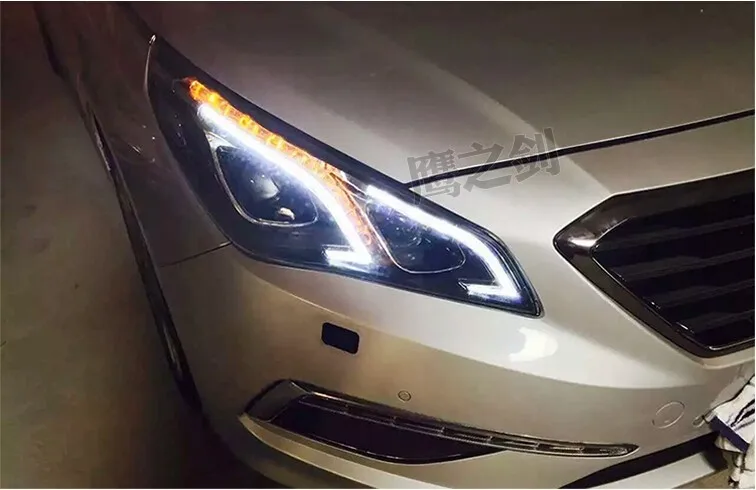 Автомобильный Стайлинг корпус передней фары для hyundai Sonata 9 фары, светодиодные фары DRL Объектив Двойной Луч Биксеноновые HID аксессуары