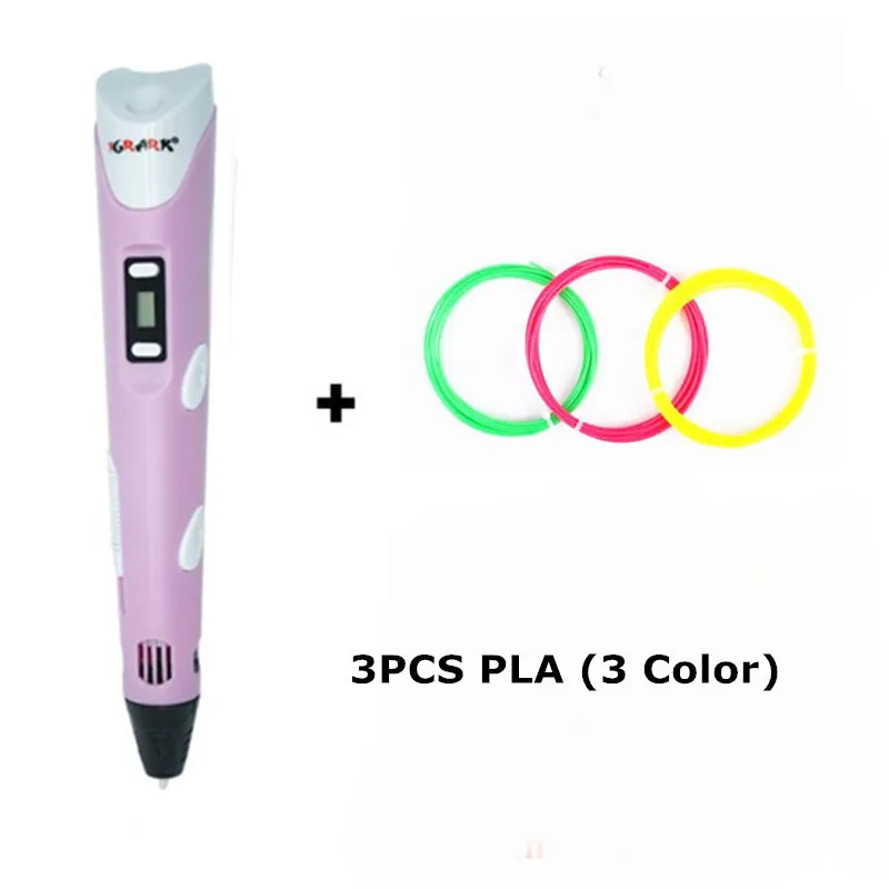 Pink add 9m PLA 1,75 мм ABS/PLA DIY 3D ручка для печати светодиодный/ЖК-экран 3D Ручка для рисования+ 100 м нить Рождественская игрушка подарок для детей дизайн рисунок - Цвет: Pink add 9m PLA