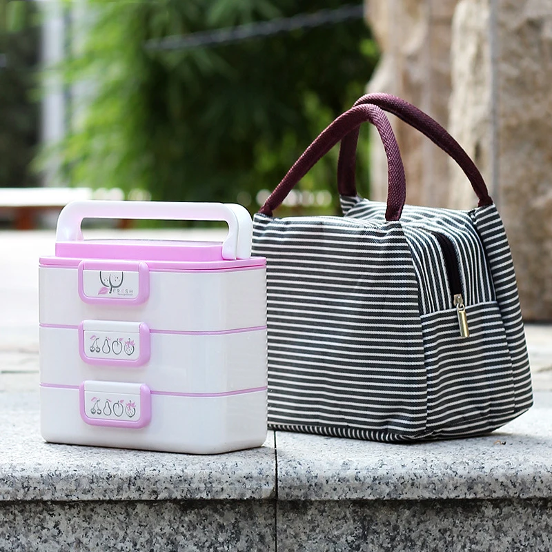 ONEUP 3 слоя термальный мультфильм Ланч бокс с сумками Microwavable Bento коробка большой