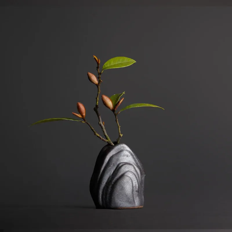 Fashion Classic Black Ceramic Vase Retro Container Simple European Mediterranean Gradient Handmade | Дом и сад