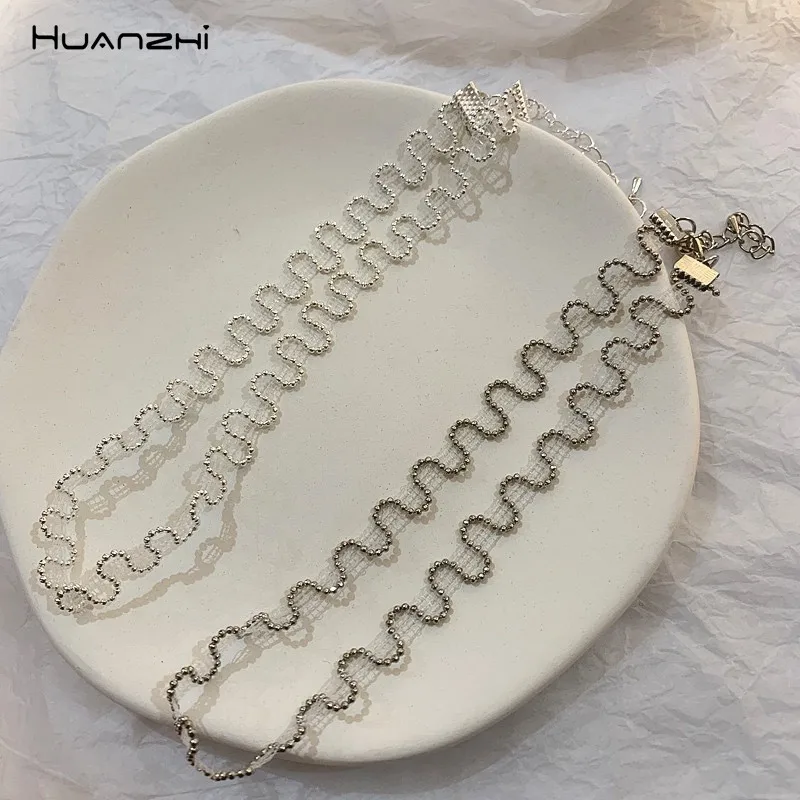 HUANZHI 2019 корейские Металлические точки волна сладкий элегантный чокер простой
