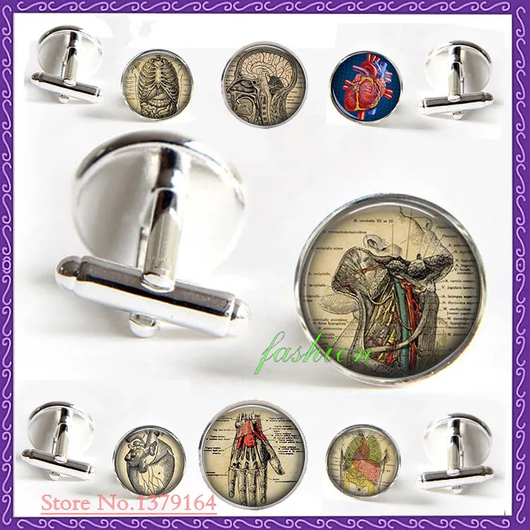 Запонки с анатомией человека запонки горла готические ювелирные изделия доктор