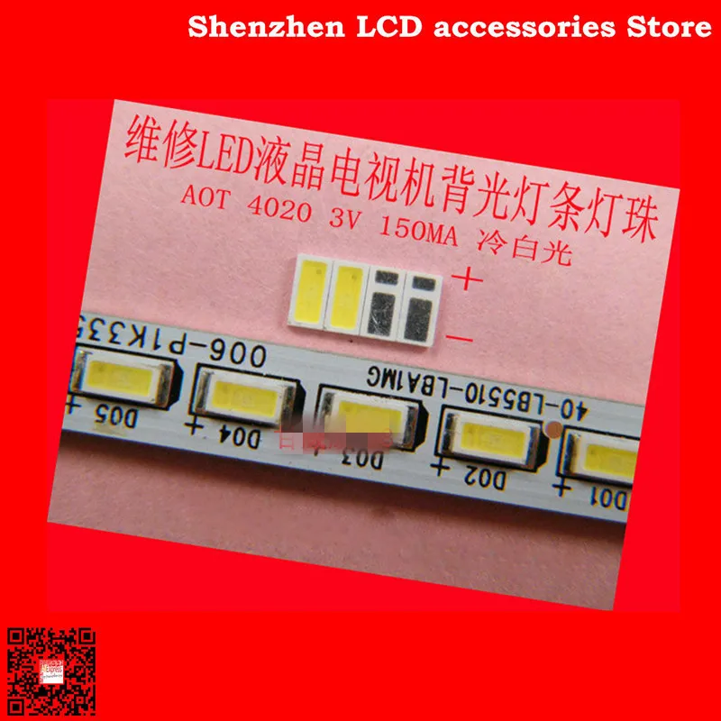 Tira de luces LED de iluminación trasera, accesorio para televisor LCD TCL Hisense, con cuentas de lámpara AOT SMD 3V, 300 unids/lote, 4020