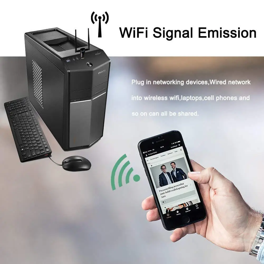 Беспроводная ТВ-карта USB Wifi адаптер AC1200 двухдиапазонный 2,4G/5,8G с высоким коэффициентом усиления две антенны сеть WiFi USB 3,0 для рабочего стола