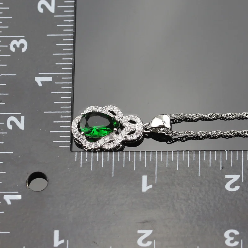 925 штамп зеленый кристалл белый циркон комплекты украшений для женщин серебро