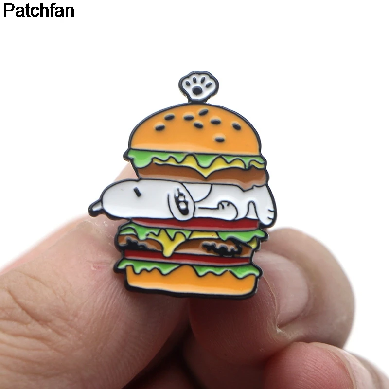 Patchfan мультфильм гамбургер собака цинк галстук значки пункт рубашка сумка Одежда Кепка рюкзак броши для обуви для значков медалей A1913