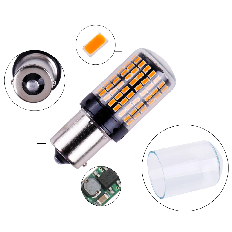 10 шт. автомобильные T20 7440 W21W светодиодные лампы 3014 144smd LED 1156 BA15S P21W BAU15S PY21W для