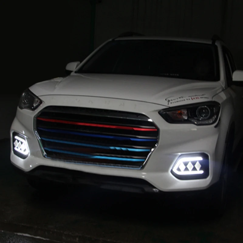 Hlxg 1 комплект светодиодный DRL дневные ходовые огни белый противотуманный свет для